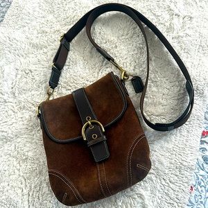 Vintage Coach Suede Brown crossbody bag